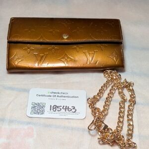 Louis Vuitton Bronze Metallic Monogram Wallet with Gold Chain